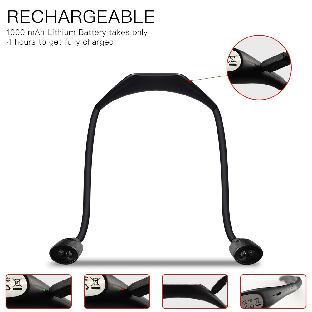 Rechargeable LED Neck Lamp - Lightweight Reading, Camping, BBQ, USB Booklight & Night Flashlight