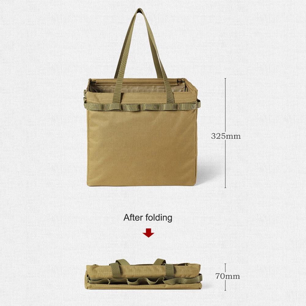 Large Capacity Outdoor Camping Picnic Bag - Multi-Pocket Oxford Cloth Handbag, Folding Thermal Drink Carrier & Lunch Box