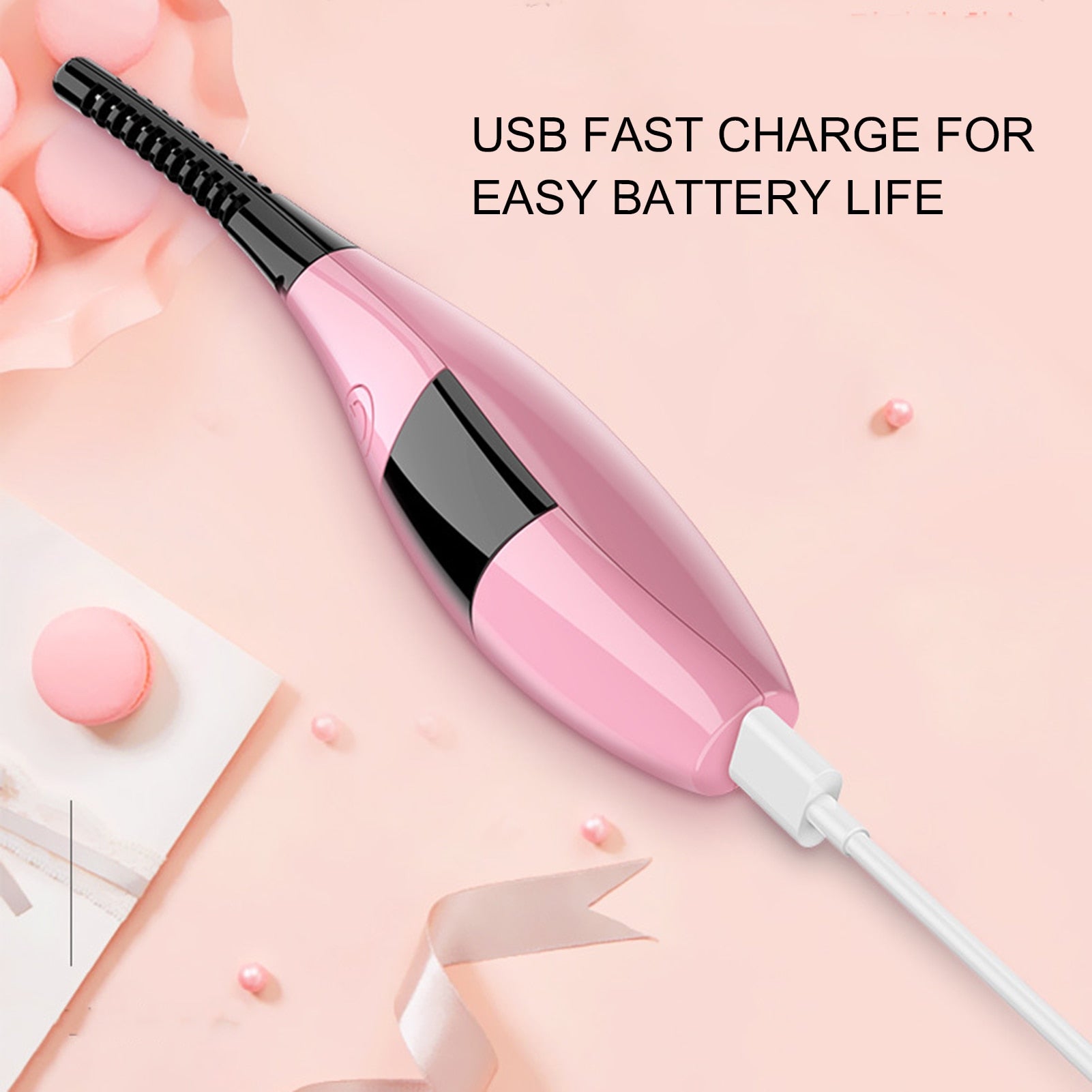 3D Rechargeable Heated Long-Lasting Ceramic Inner Electric Eyelash Curler USB