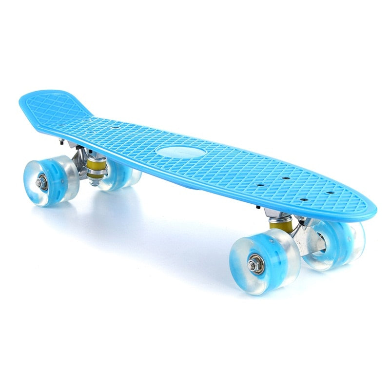 Pastel Color Mini Longboard with LED Flashing Four Wheels Retro Skateboard