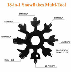 18-in-1 Snowflake Multitool: Spanner, Hex Wrench, Screwdriver, Opener - Portable Outdoor Gear for Hiking, Camping, Bicycles