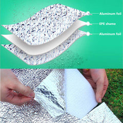 Ultralight Aluminum Foil Sleeping Mat for Camping - 200x200 cm Insulating, Foldable Thermal Blanket & Tent Floor Mat