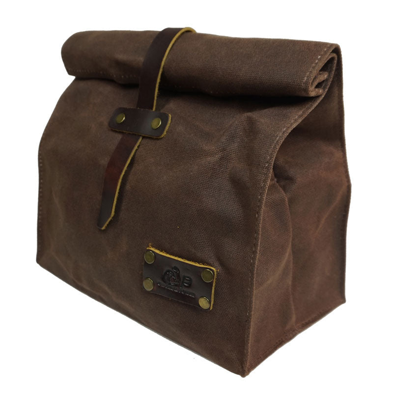 Waxed Canvas Leather Lunch Bag - Waterproof Food Storage for Work, School, Hiking, Camping, and Hunting