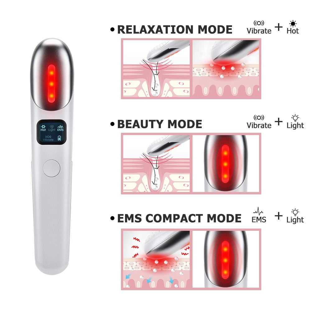 Mini Electric Vibration Eye Face EMS Red Light Therapy Anti-Ageing Wrinkle Dark Circle Removal