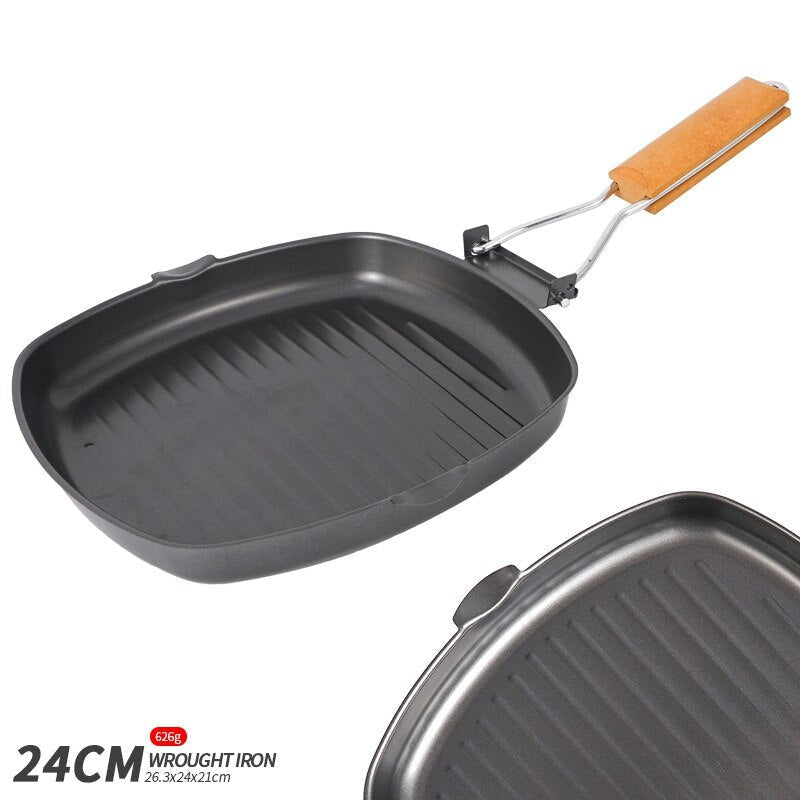 Portable Non-Stick Folding Frying Pan for Camping, Picnic, and Outdoor Cooking - Compact Cookware and Utensils