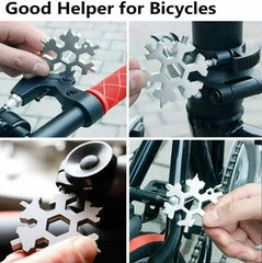 18-in-1 Snowflake Multitool: Spanner, Hex Wrench, Screwdriver, Opener - Portable Outdoor Gear for Hiking, Camping, Bicycles