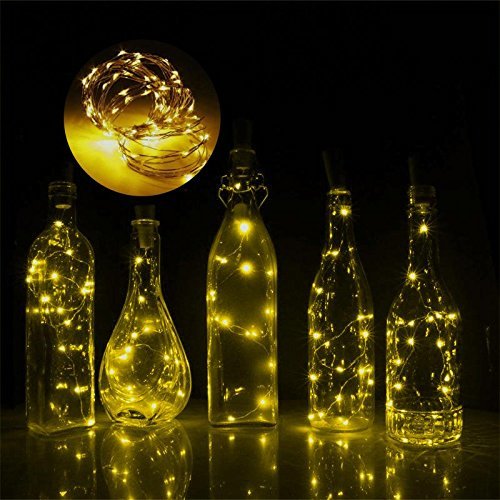 10pcs LED Wine Bottle String Lights with Battery - Copper Wire Fairy Lights for Birthday, Wedding, Christmas Decor