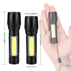 Portable Rechargeable Zoom LED Flashlight Torch with 3 Lighting Modes - Mini Camping Lantern Light