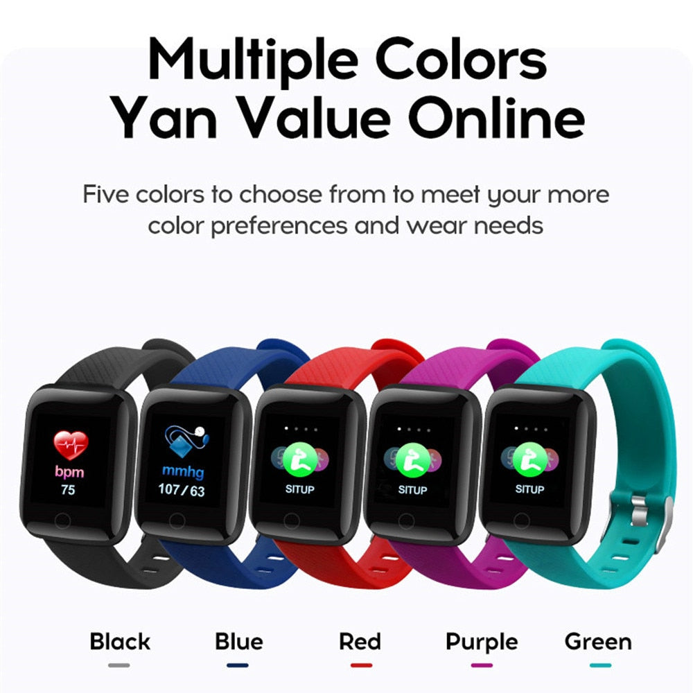 Bluetooth Blood Pressure Sport Waterproof Smart Watch Men Women Kids With Silicone Strap