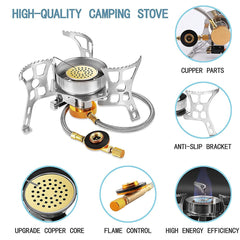 Outdoor Windproof Gas Stove - 3900W Folding Split Burner for Camping, Hiking, and Tourist Equipment