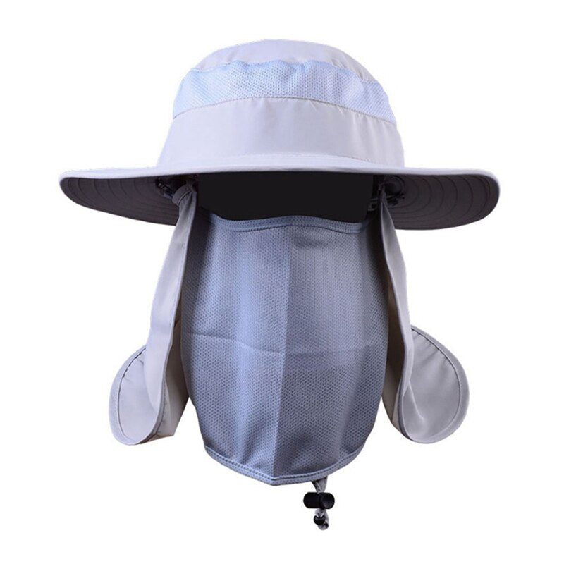 Outdoor Windproof Sun Hat with Removable Shawl, Breathable Mesh Cap for Cycling, Hiking, Camping, and Fishing