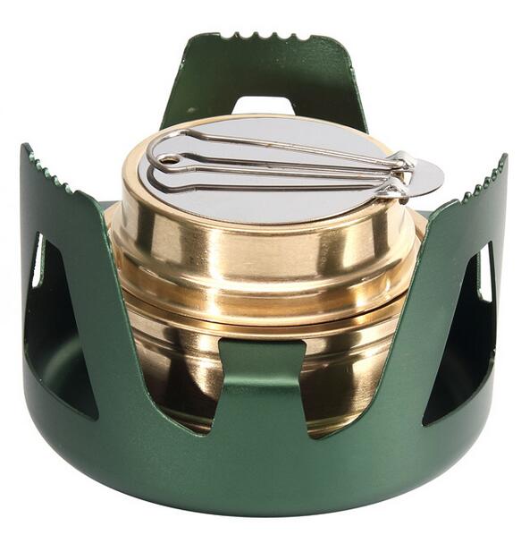 Portable Mini Alcohol Stove Burner - Ultralight Brass Camping & Backpacking Cooking Stove