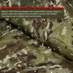 Militärischer taktischer Poncho mit Camouflage-Muster – wasserabweisende Woobie-Steppdecke für Camping, Schießen, Jagen