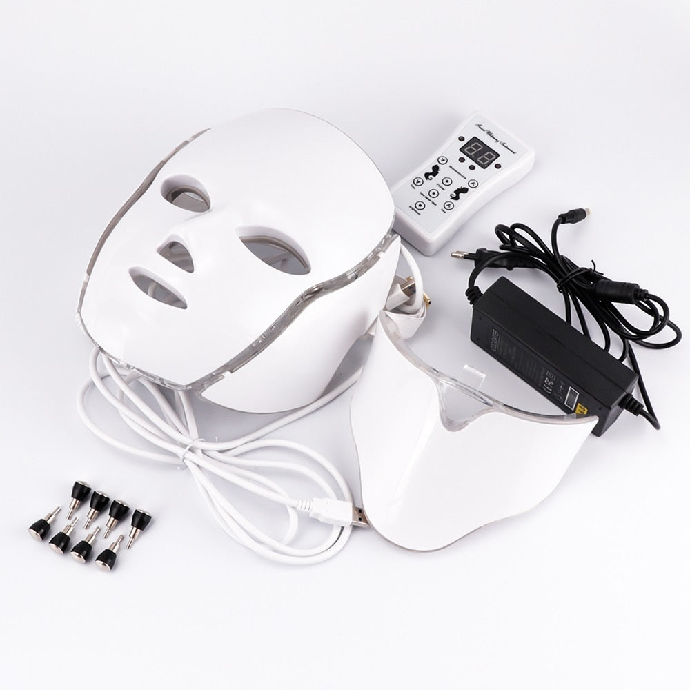 7 Colors Led Facial Mask Korean Acne Neck Beauty Therapy Machine Light