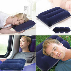 Portable Inflatable Camping Pillow - Flocking, Foldable, Air Cushion for Outdoor Travel and Sleeping