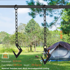 2pcs Lantern Hooks Hanger S Hook Carbon Steel Bonfire Outdoor Camping Multi-Functional