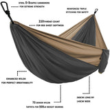 Double Person Solid Color Parachute Hammock with Straps & Carabiner for Camping, Survival, Travel, Outdoor Furniture