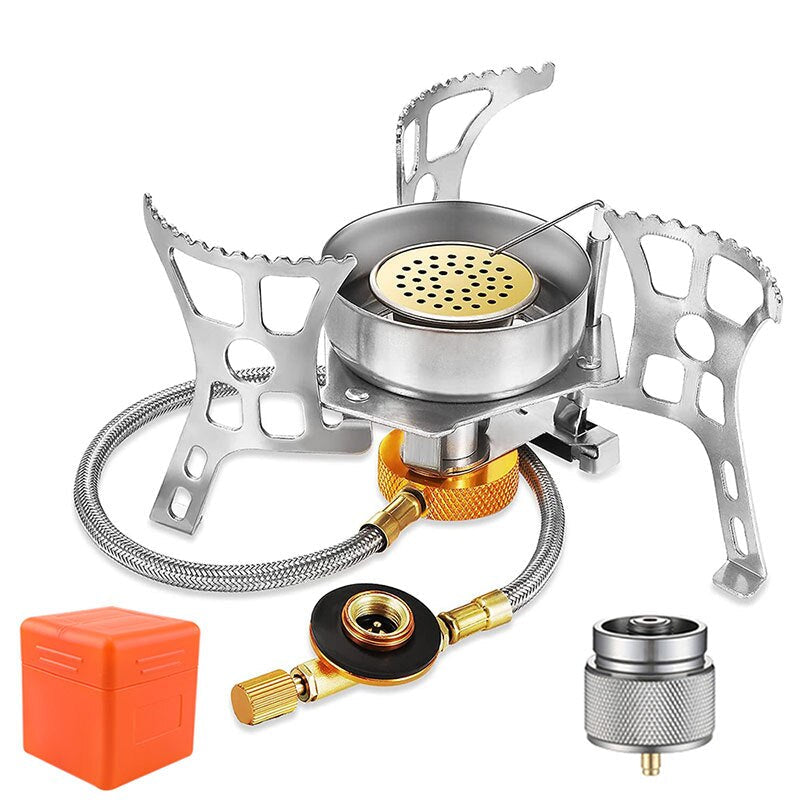 Outdoor Windproof Gas Stove - 3900W Folding Split Burner for Camping, Hiking, and Tourist Equipment