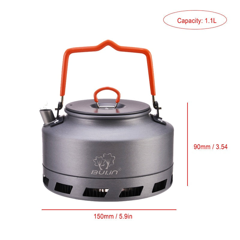 1.1L Aluminum Alloy Outdoor Kettle - Portable Teapot for Hiking, Camping, Cooking - Travel Cookware