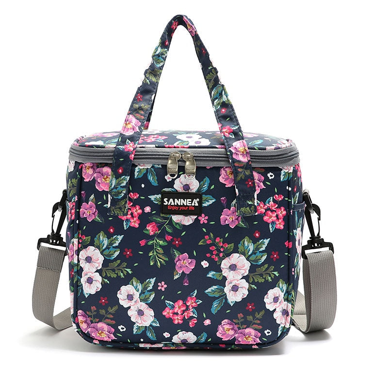 7L Floral Thermal Picnic Bag for Women - Portable Cooler Lunch Box for Food, Milk, Beer, and More