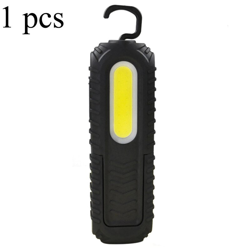 2-in-1 Rechargeable LED Work Light with Magnetic Base, Built-in Battery, COB Flashlight for Emergency Car Repairs