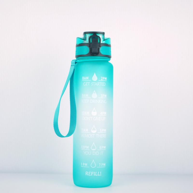 1000ML Leakproof BPA-Free Sports Water Bottle with Time Marker - Portable for Climbing, Camping, and Outdoor Activities