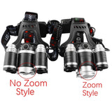 Rechargeable Zoom LED Headlamp - Fishing, Hunting, Camping Headlight Torch Flashlight