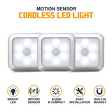 Battery Powered LED Motion Sensor Night Light - Wireless Lighting for Stairs, Bedroom, Cupboard, Toilet, Wardrobe