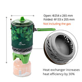 Portable Outdoor Gas Stove Burner with Heat Exchanger Pot for Camping and Hiking