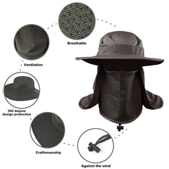 Outdoor Windproof Sun Hat with Removable Shawl, Breathable Mesh Cap for Cycling, Hiking, Camping, and Fishing