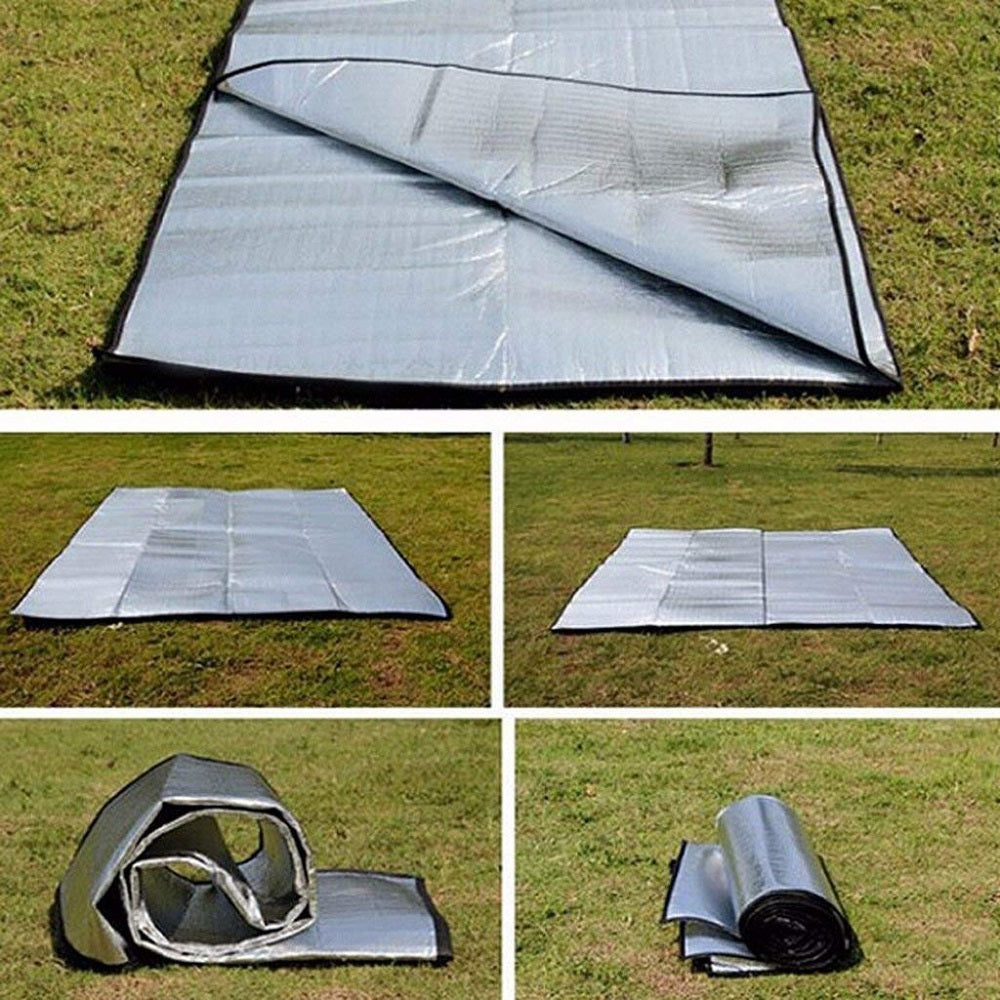 Ultralight Aluminum Foil Sleeping Mat for Camping - 200x200 cm Insulating, Foldable Thermal Blanket & Tent Floor Mat