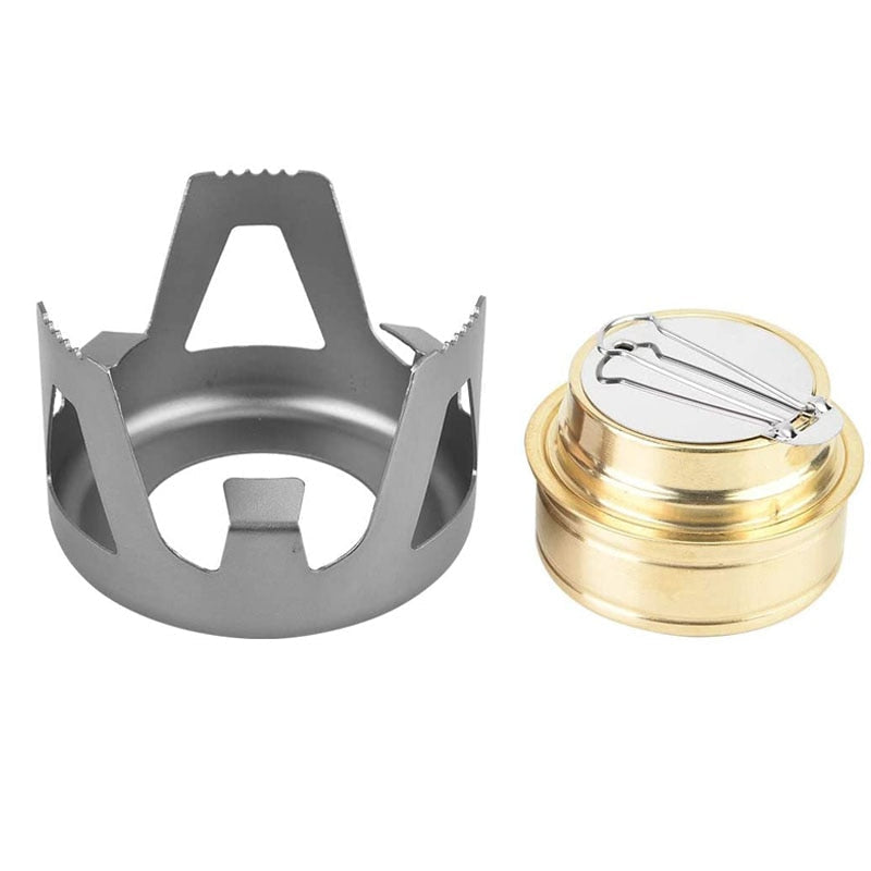 Portable Mini Alcohol Stove Burner - Ultralight Brass Camping & Backpacking Cooking Stove