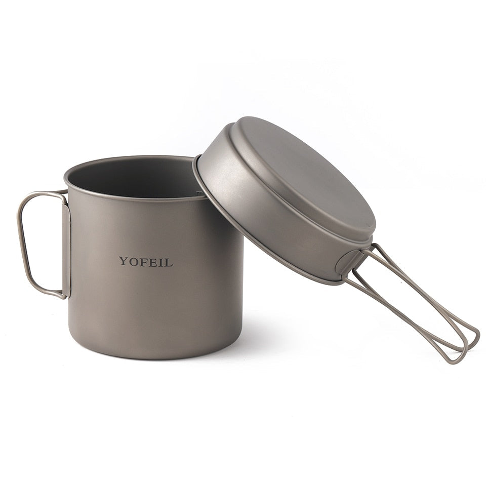Camping Titanium Pot & BRS3000 Gas Stove Set - Lightweight Tableware for Hiking, Picnic, and Outdoor Cooking