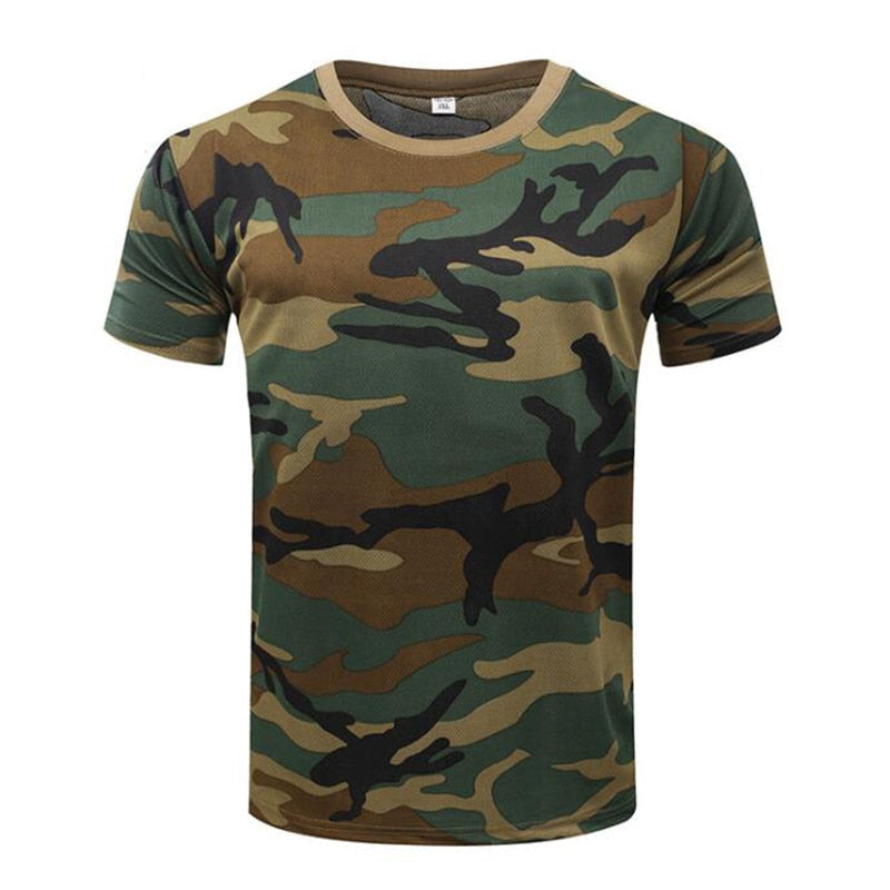 Men's Outdoor Sports Camouflage Quick Dry T-Shirts, O Neck, Short Sleeve, Plus Size M-3XL