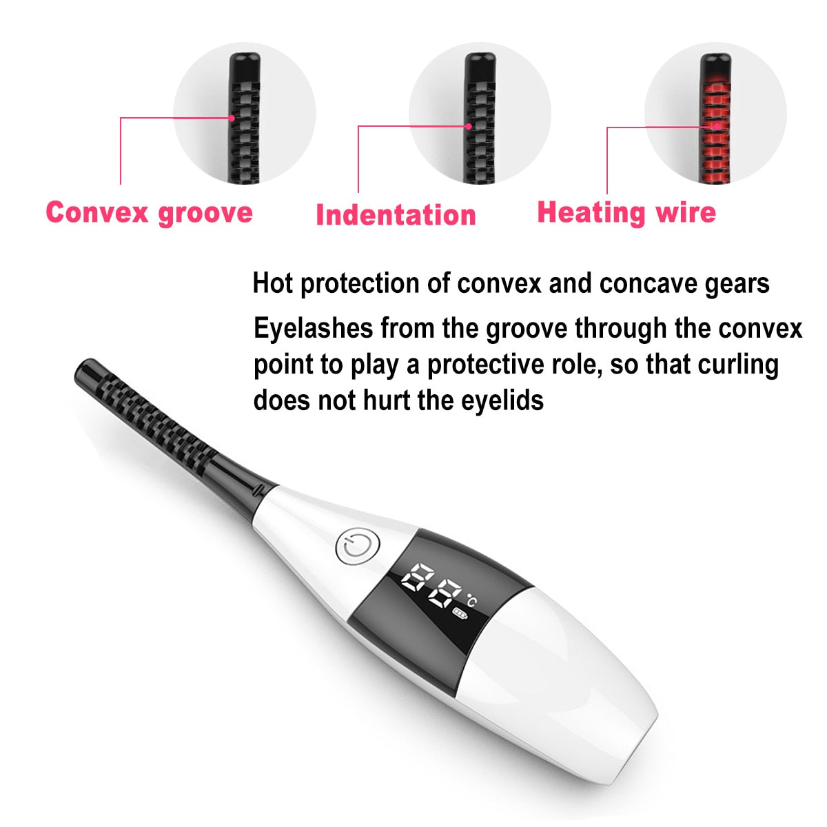 3D Rechargeable Heated Long-Lasting Ceramic Inner Electric Eyelash Curler USB