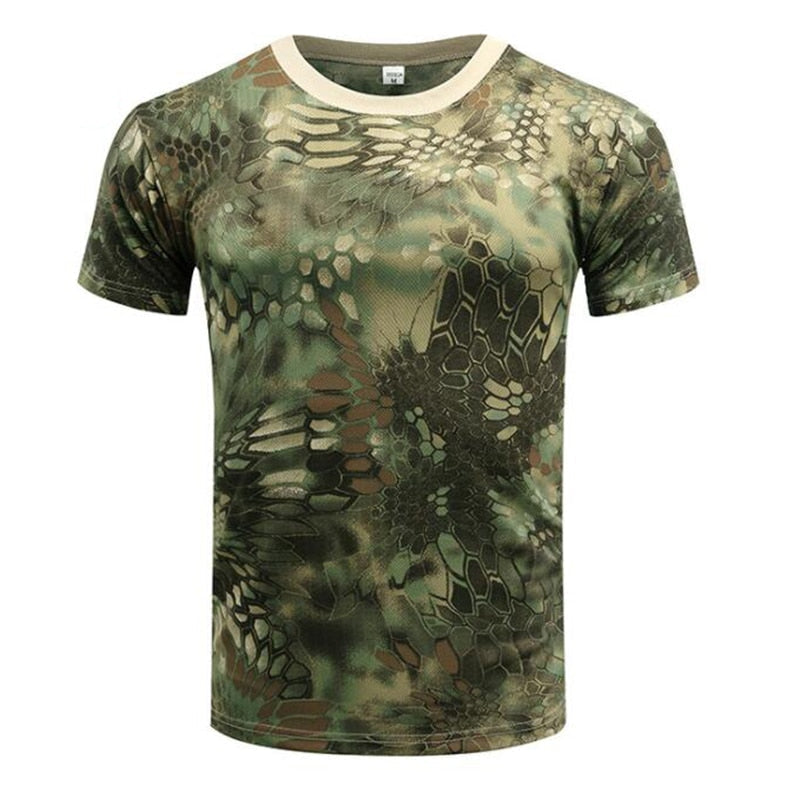 Herren Outdoor Sports Camouflage Schnelltrocknende T-Shirts, Rundhalsausschnitt, Kurzarm, Übergröße M-3XL