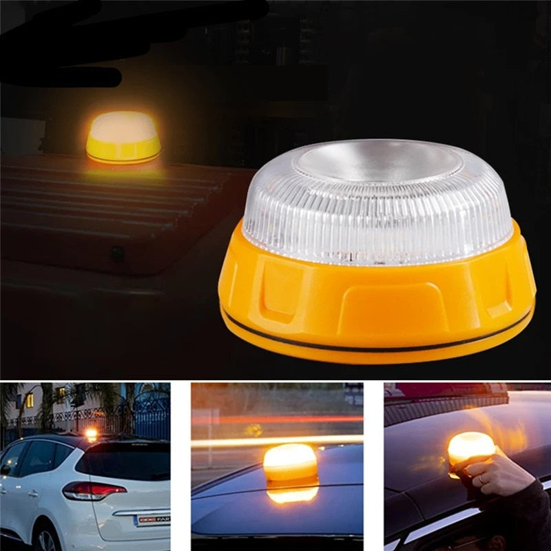 LED Emergency Strobe Beacon - Magnetic Roadside Safety Warning Light for Car Repair, Outdoor Camping