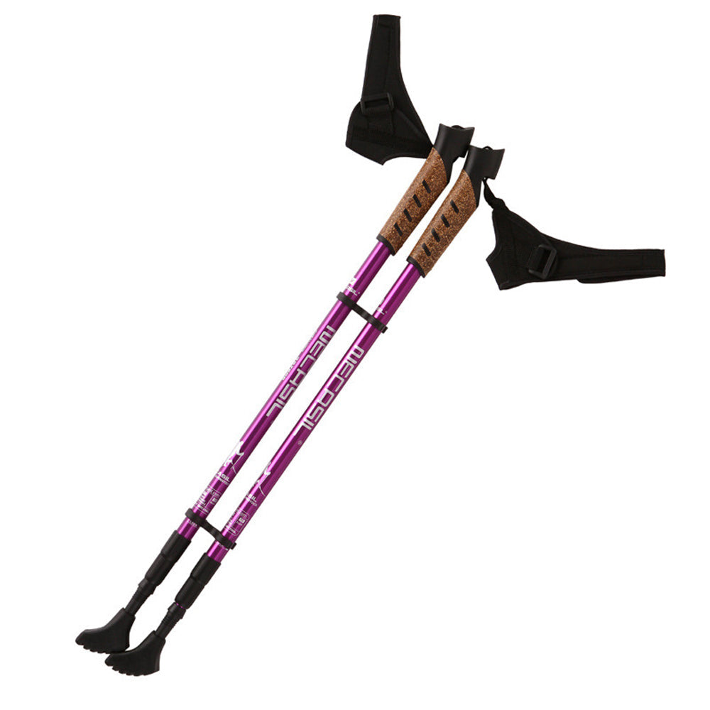 2pcs Nordic Walking Sticks - Adjustable Aluminum Telescopic Trekking Poles for Camping & Hiking