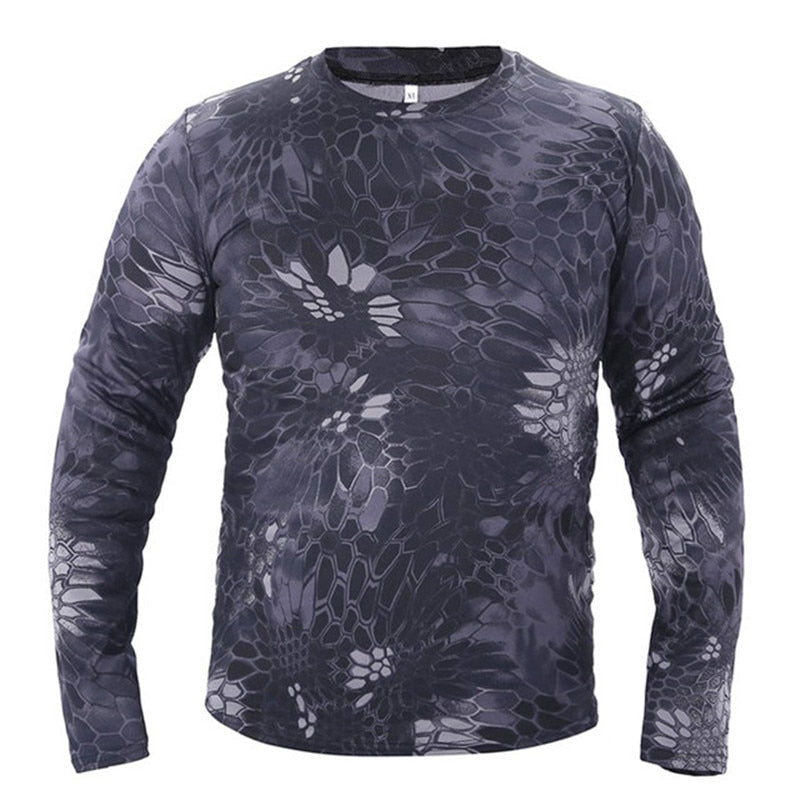 Quick-Drying Camouflage Long-Sleeve Tactical T-Shirt for Men - Outdoor Breathable Military Hunting Hiking Camping Clothing