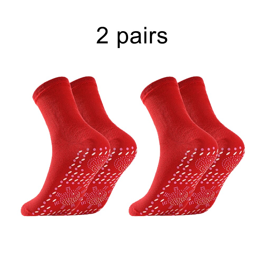 2 Pairs Self-Heating Non-Slip Socks for Men & Women - Foot Massage, Magnetic Therapy, Winter Warmth, Relieve Tired Feet