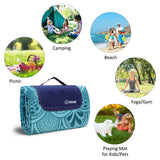 Waterproof Extra Large Outdoor Picnic Blanket - Folding Mat with Backing for Family, Concerts, and Beach