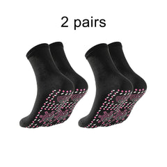 2 Pairs Self-Heating Non-Slip Socks for Men & Women - Foot Massage, Magnetic Therapy, Winter Warmth, Relieve Tired Feet