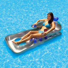 Inflatable Floating Row Summer PVC Water Hammock - Pool Float Lounger Chair for Beach & Water Sports