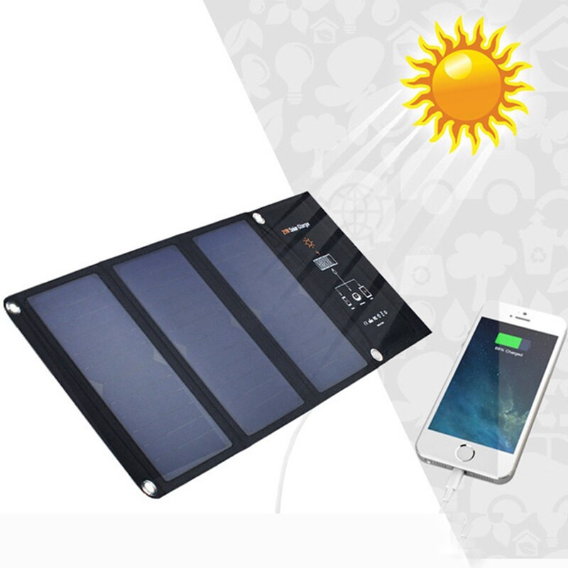 21W Foldable Solar Charger Backpack with Dual USB Ports - Monocrystalline Solar Panel for Phone Battery Charging