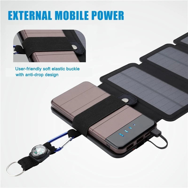 25W Folding Solar Charger with USB Output - Fast Charging for Smartphones, MP4s, and Portable Devices