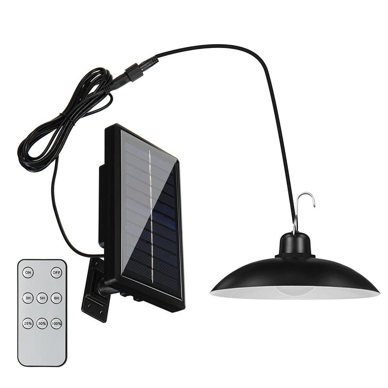 LED Solar Light Outdoor/Indoor, Solar Powered Pendant Lamps with Remote Control, IP65 Waterproof Dual Head for Garden