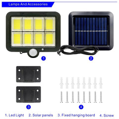 LED Solar Motion Sensor Flood Light, IP65 Waterproof, 3 Modes, Outdoor Garden, Garage, Patio Wall Lamp