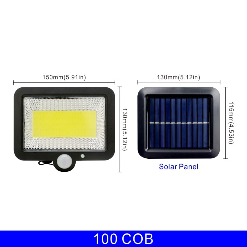 LED Solar Motion Sensor Flood Light, IP65 Waterproof, 3 Modes, Outdoor Garden, Garage, Patio Wall Lamp