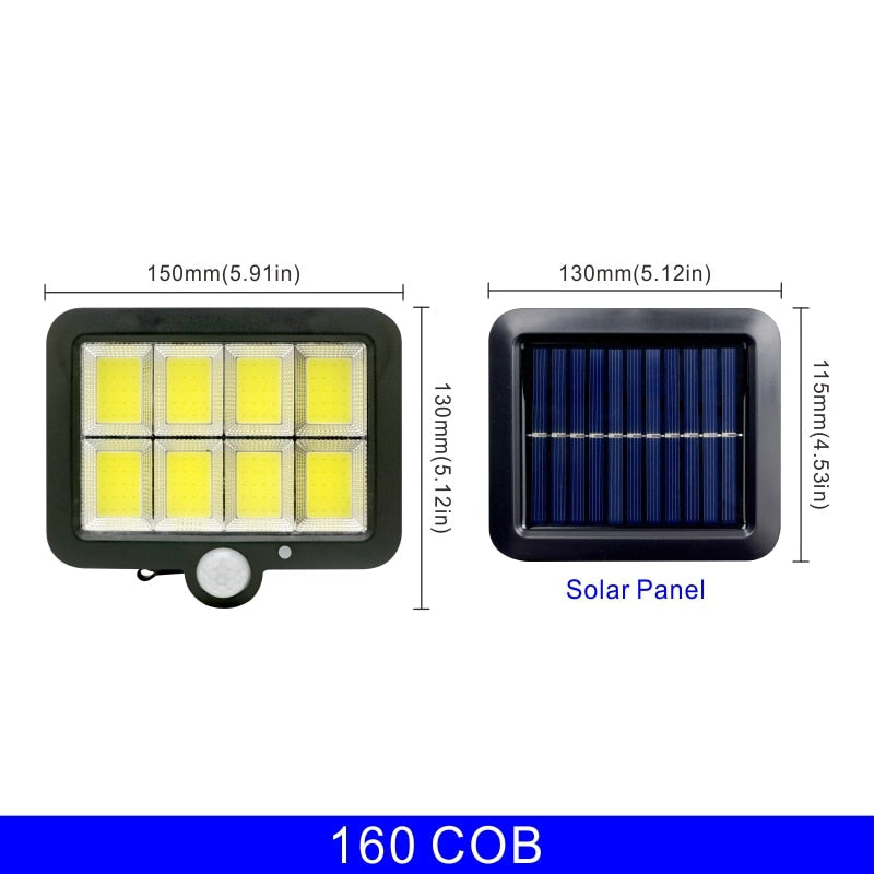 LED Solar Motion Sensor Flood Light, IP65 Waterproof, 3 Modes, Outdoor Garden, Garage, Patio Wall Lamp