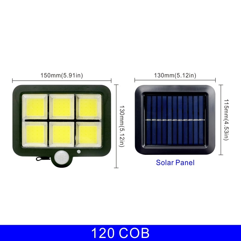 LED Solar Motion Sensor Flood Light, IP65 Waterproof, 3 Modes, Outdoor Garden, Garage, Patio Wall Lamp